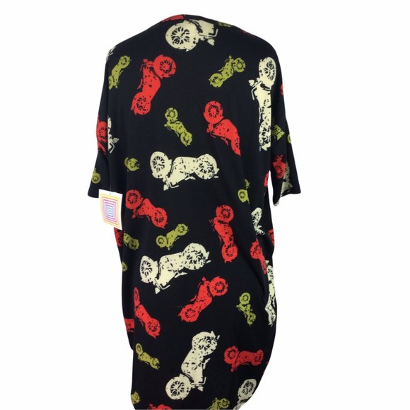 LuLaRoe Irma Black w/Motorcycle Print, NWT, XXS - Picture 2 of 6